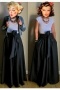Elegant Black Satin Maxi Skirt With Bow