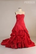 Luxus Herz Ausschnitt Rot Abendkleid Brautkleid für Mollige