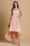 Peach bridesmaid dress high low halter for wedding