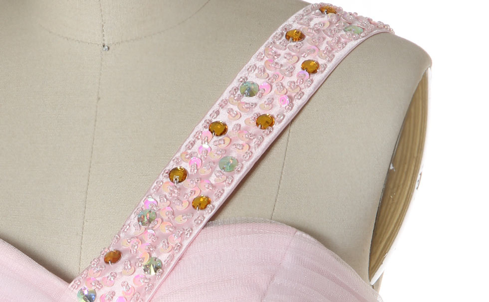 strap beaded with pink sequins
