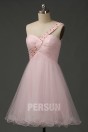 One Shoulder Pale Pink School Formal Cocktail Dress