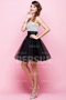 Beading Pleated Strapless Tulle A line Cocktail Dress