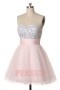 Beading Pleated Strapless Tulle A line Cocktail Dress