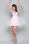 Beading Pleated Halter Tulle A line Cocktail Dress