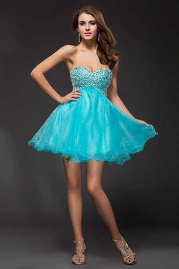 Turquoise above knee short cocktail dress