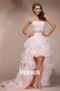 Beaded Pick Up Sweetheart Organza High Low Prom Dress
