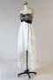 Persun Silky Chiffon Black & White A line High Low Formal Dress