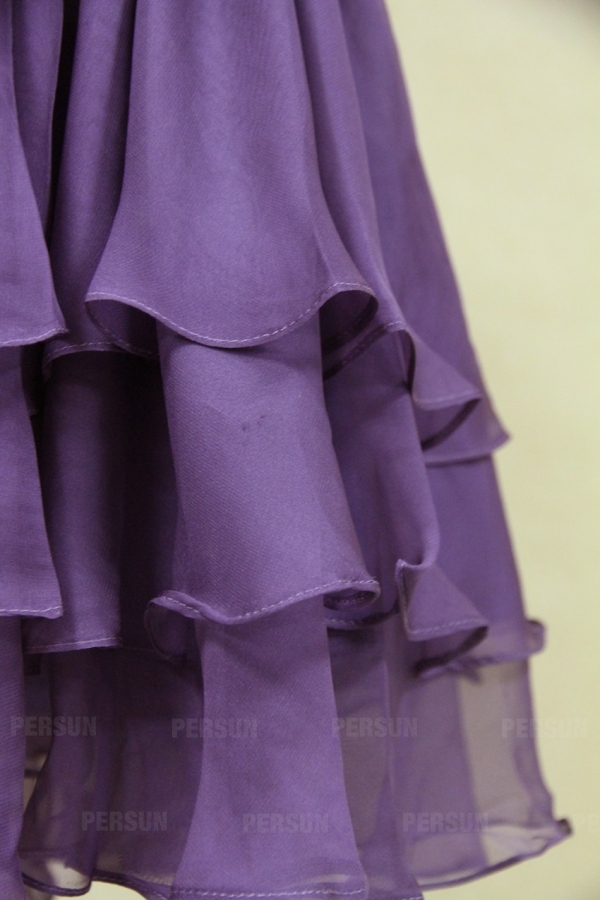 Sequined Ruffle Sweetheart Chiffon Purple A line Cocktail Dress