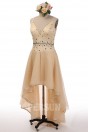 Cute V neck Beading High low Organza Cocktail Dress