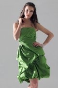 Strapless Elastic woven satin Ruched Cocktail Dress