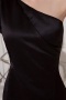 Sheath One Shoulder Satin Short Black Cocktail Dress