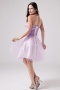Beautiful Strapless Tulle A Line Short Flowers Cocktail Dress
