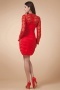 Elegant Red Sheath Round Neck Chiffon Short Cocktail Dress