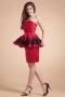 Elegant Sheath Red Satin Flounce Short Formal Bridesmaid Dress