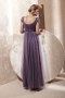 Ruched Draping Boat neck Tulle Purple A line Evening Dress