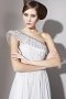 Pleated Beading One Shoulder Tencel A line Formal Evening Dress