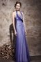 Ruched Applique Beading Halter Tencel Purple A line Formal Evening Dress