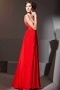 Noble Applique Beading Ruching V neck Tencel Red Formal Evening Dress