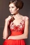 Noble Applique Beading Ruching V neck Tencel Red Formal Evening Dress