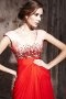 Noble Draping Beading V neck Tencel Red A line Formal Evening Dress