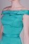 Ribbon Off shoulder Satin Green A line Knee Length Formal Dress