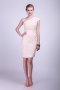 Ruching One Shoulder Chiffon Cream Column Knee Length Formal Dress