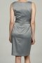 Crystal Details Scoop Neck Satin Gray Sheath Knee Length Formal Dress