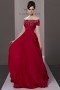 Beading Pleated Draping Strapless Chiffon Red Evening Dress