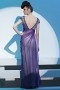 Beading Ruching Ombre Draping V neck Tencel Purple Evening Dress
