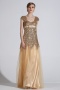 Gorgeous Tulle Sequins Short Sleeves Long Evening Dress