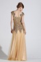 Gorgeous Tulle Sequins Short Sleeves Long Evening Dress