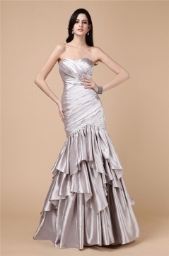 Modern Grey Tone Mermaid Lace Up Floor Length Formal Evening Dress