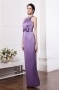 Simple Jewel Purple Tone Sleeveless Bow Full length Formal Evening Dress