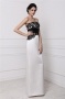 Modern Color Block Strapless Lace Ribbon Full Length Formal Dress