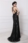 Sexy Black Open Back Mermaid Lace Formal Evening Dress