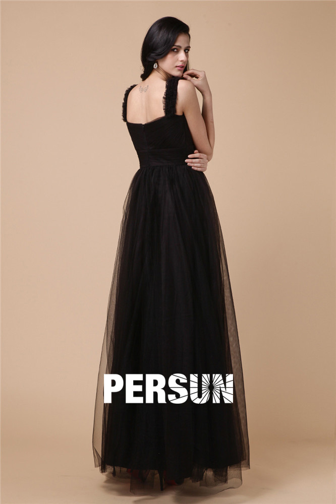 Elegant Tulle Strap Full Length Formal Evening Dress