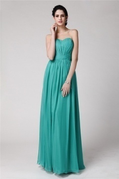 Strapless Ruching Green Tone Full Length Formal Dress