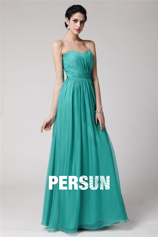 Strapless Ruching Green Tone Full Length Formal Dress