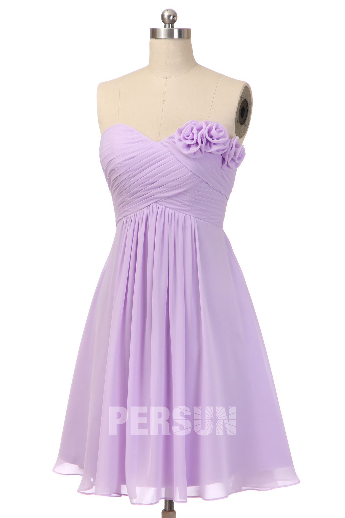 strapless lilac short empire bridesmaid dress
