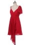 Ruffle Ruched One Shoulder Chiffon Column Cocktail Dress
