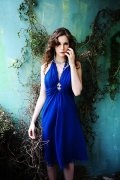 Chic Halter A-Linie Empire blaues  Abendkleider aus Chiffon