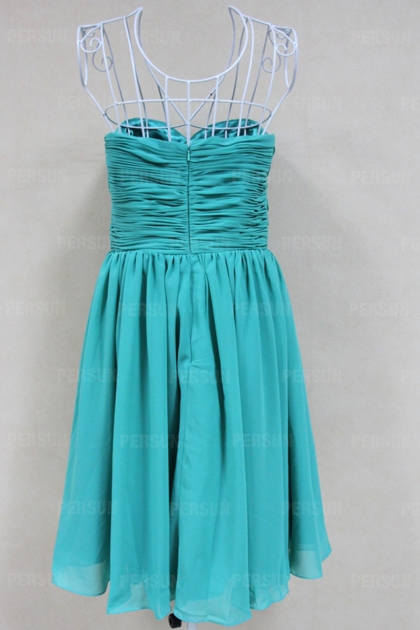 Ruched Sweetheart Chiffon A line Knee Length Formal Dress