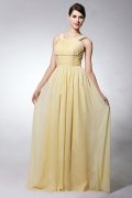 Simple Ruched Round Neck Floor Length Chiffon Formal Dress