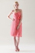 Sweetheart Ruched Flower Knee Length A-line Sweet Chiffon Bridesmaid Dress
