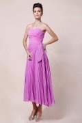 A line Sweetheart Ruched Tea Length Homecoming Dress