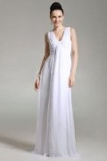A line V neck Empire Ruched Floor Length Homecoming Dress