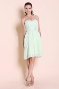 Ruched Flower Sweetheart Chiffon Knee Length A line Bridesmaid Dress