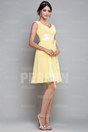 Ruching Sash V neck Chiffon Yellow A line Formal Dress