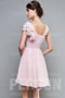 Ruched Straps Chiffon Pink A line Knee Length Formal Dress