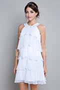Schönes A-Linie weißes Halter Abendkleider aus Chiffon